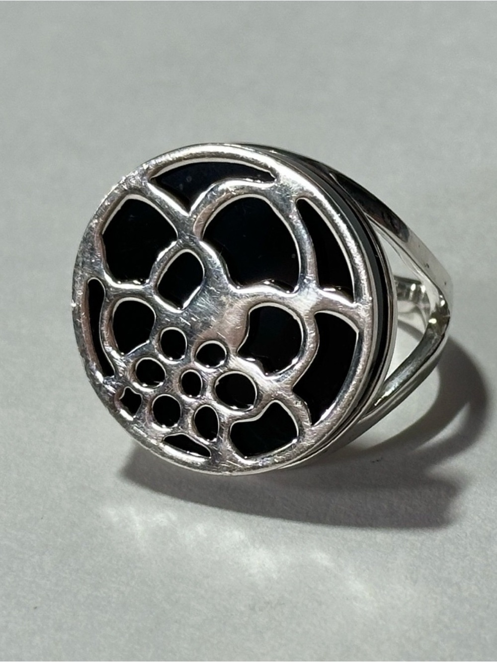 Silpada Size 9 Black & Silver Floral Cutout Ring Interchangeable 925 Sterling